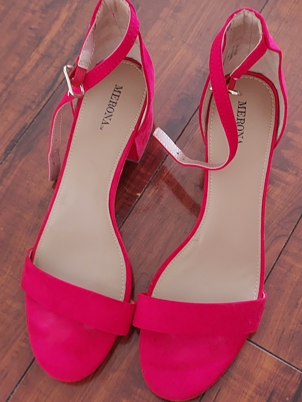 Merona Hot Pink Ankle-Strap Block Heel Sandals